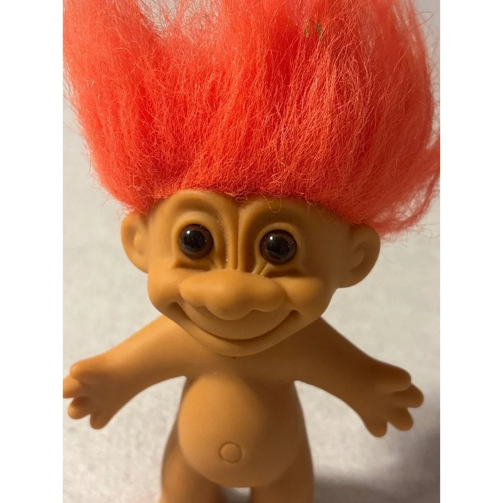Vintage Russ‎ Berrie Troll Doll Orange Hair Nude Vinyl Figure Item 18600 3 Inch